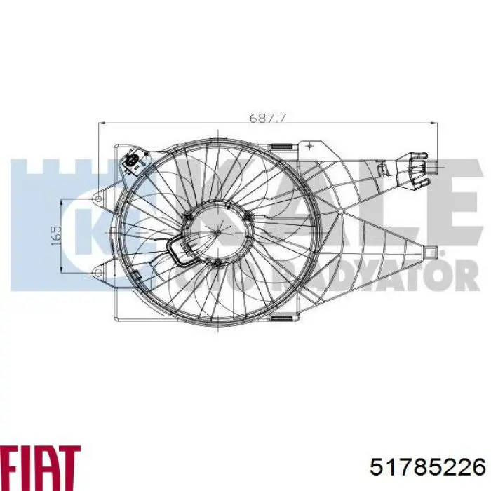 51785226 Fiat/Alfa/Lancia Difusor do radiador de esfriamento, montado com motor e roda de aletas