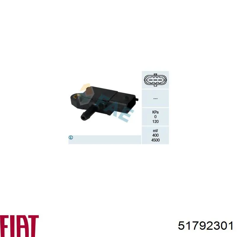 51792301 Fiat/Alfa/Lancia Sensor de pressão dos gases de escape
