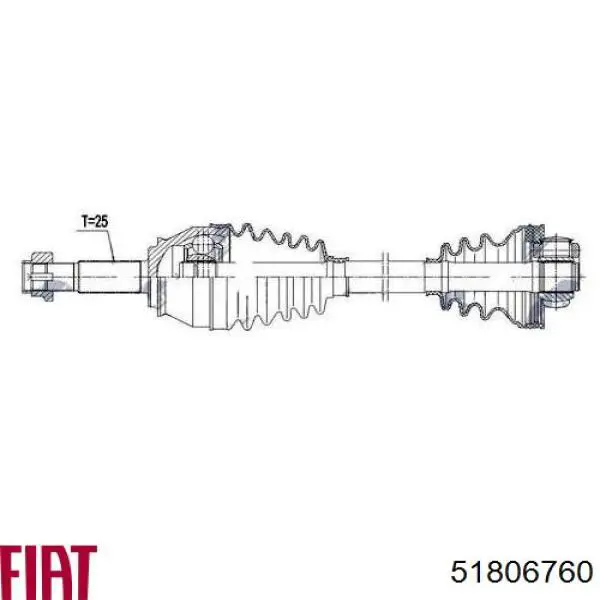 Semieixo (acionador) dianteiro direito Fiat/Alfa/Lancia 51806760 preço, a partir de 74,91 USD