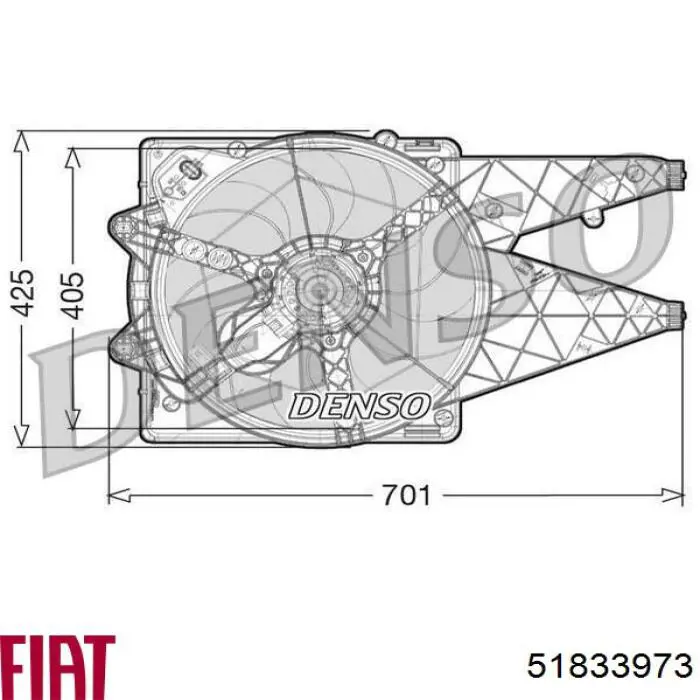 51833973 Fiat/Alfa/Lancia Difusor do radiador de esfriamento, montado com motor e roda de aletas