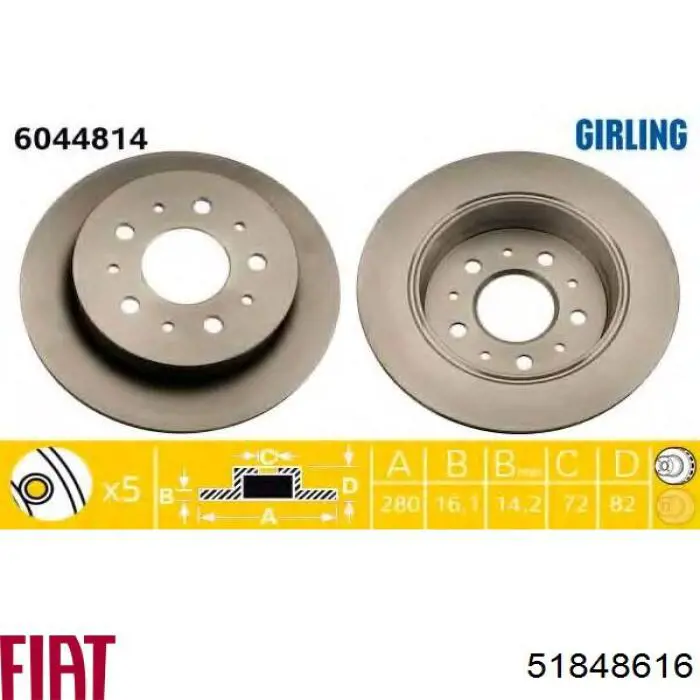 Compre 51848616 Fiat/Alfa/Lancia Disco do freio traseiro