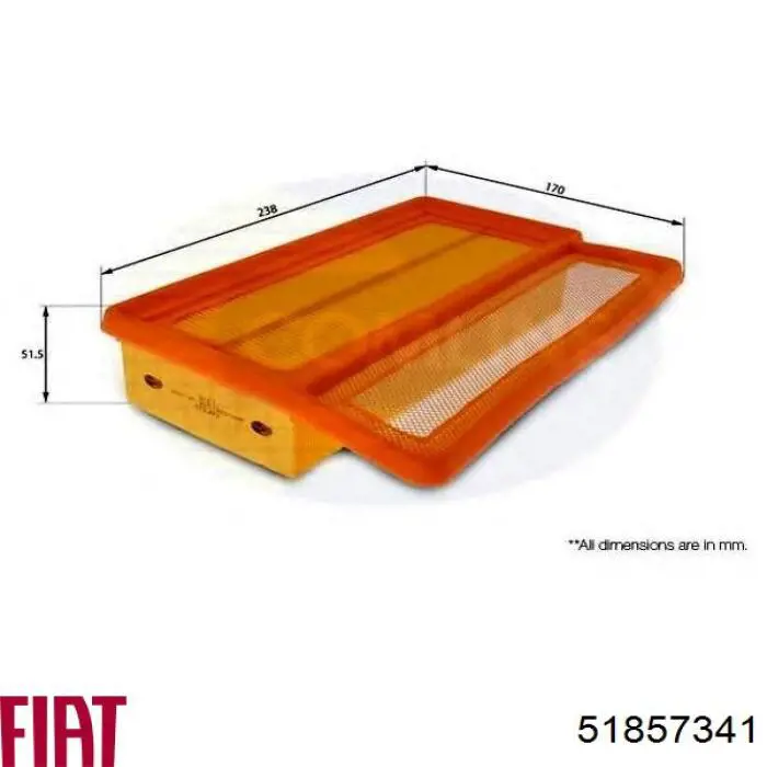 Filtro de ar 51857341 Fiat/Alfa/Lancia