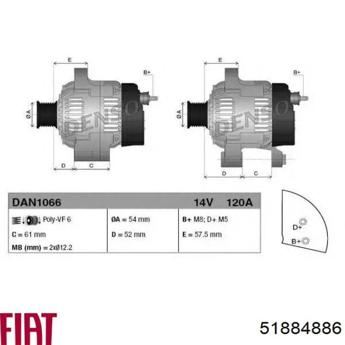 Gerador Fiat/Alfa/Lancia 51884886 preço, a partir de 175,67 USD