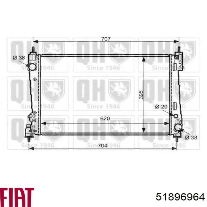 51896964 Fiat/Alfa/Lancia Radiador de esfriamento de motor