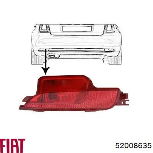 52008635 Fiat/Alfa/Lancia Lanterna de nevoeiro traseira esquerda