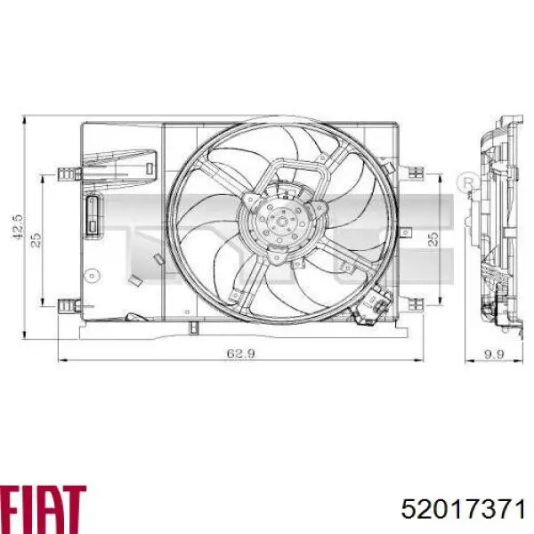 52017371 Fiat/Alfa/Lancia Difusor do radiador de esfriamento, montado com motor e roda de aletas