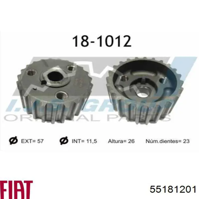 Compre 55181201 Fiat/Alfa/Lancia Engrenagem de cadeia da roda dentada de acionamento de cambota de motor