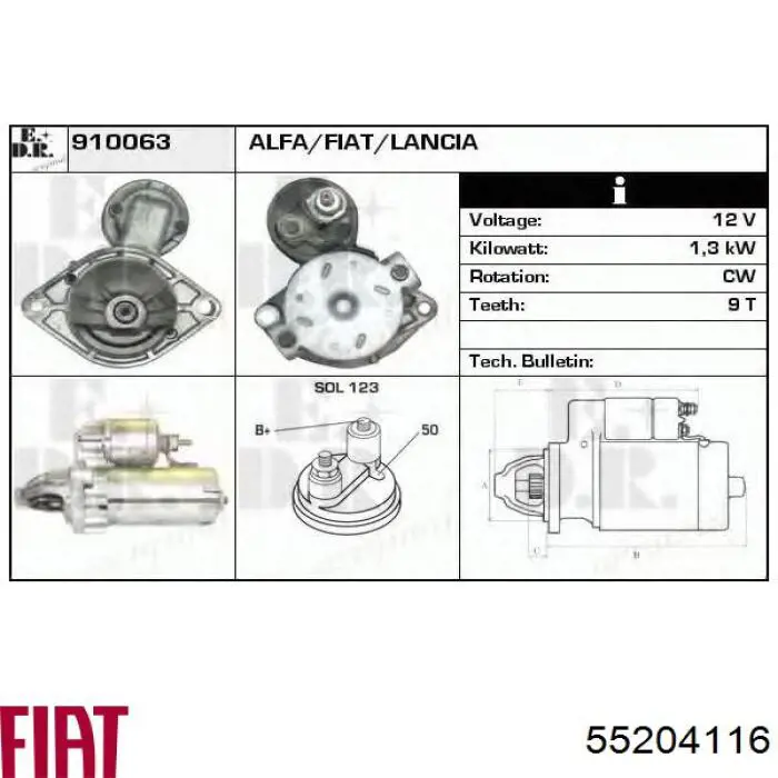 Compre 55204116 Fiat/Alfa/Lancia Motor de arranco