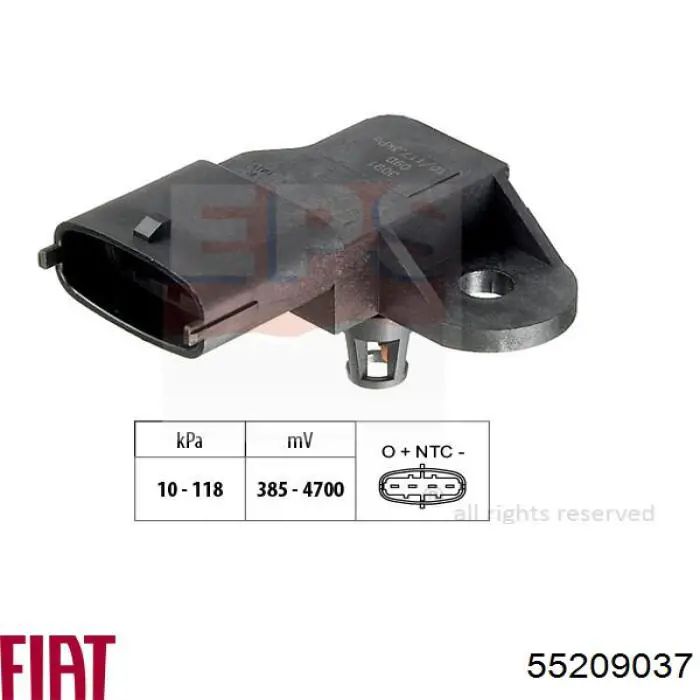 55209037 Fiat/Alfa/Lancia Sensor de pressão no coletor de admissão, MAP