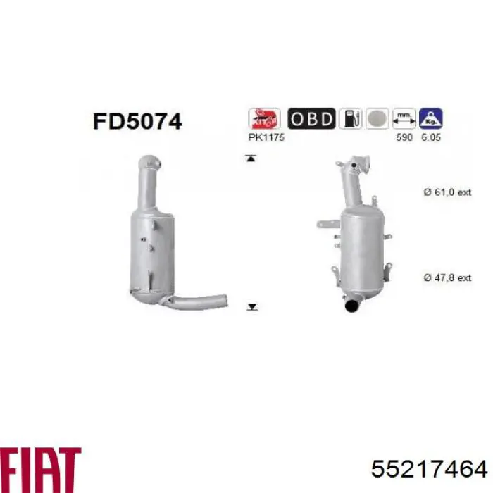 55217464 Fiat/Alfa/Lancia Filtro de partículas do sistema dos gases de escape