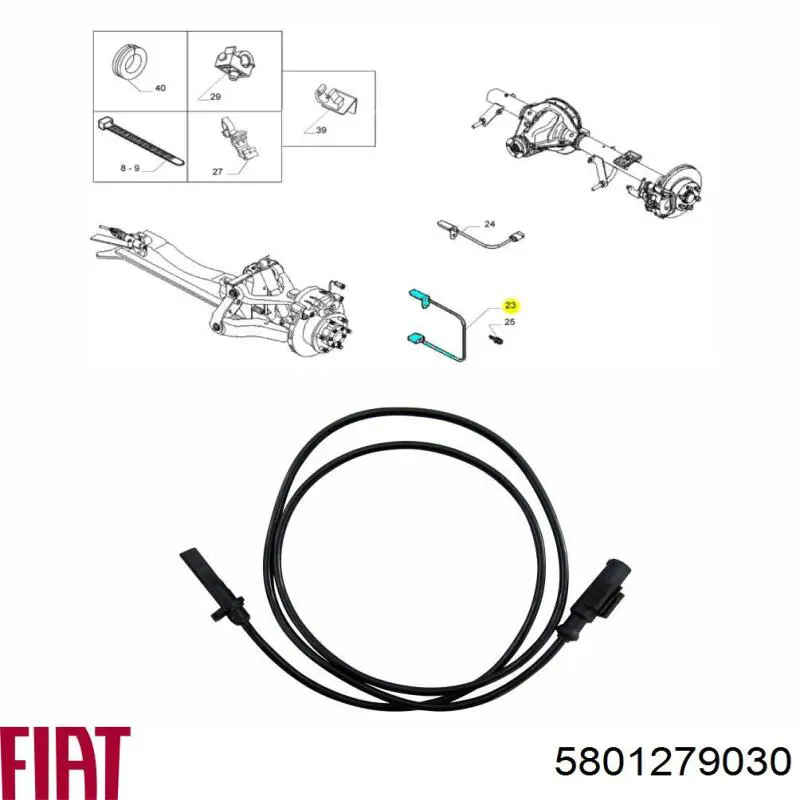 Sensor dianteiro de ABS Iveco 5801279030