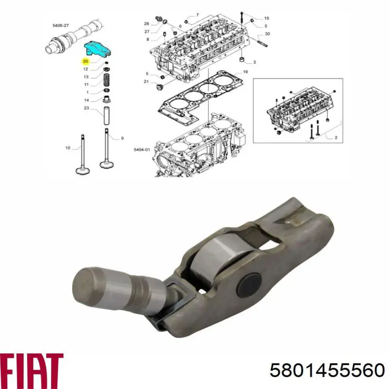 Balanceiro de válvula (balanceiro de válvulas) Fiat/Alfa/Lancia 5801455560 preço, a partir de 23,58 USD