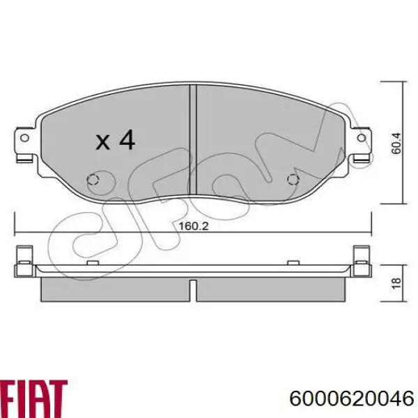 6000620046 Fiat/Alfa/Lancia Sapatas do freio dianteiras de disco