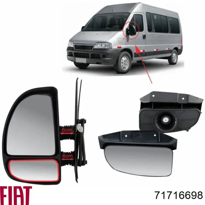 Compre 71716698 Fiat/Alfa/Lancia Elemento espelhado do espelho de retrovisão esquerdo