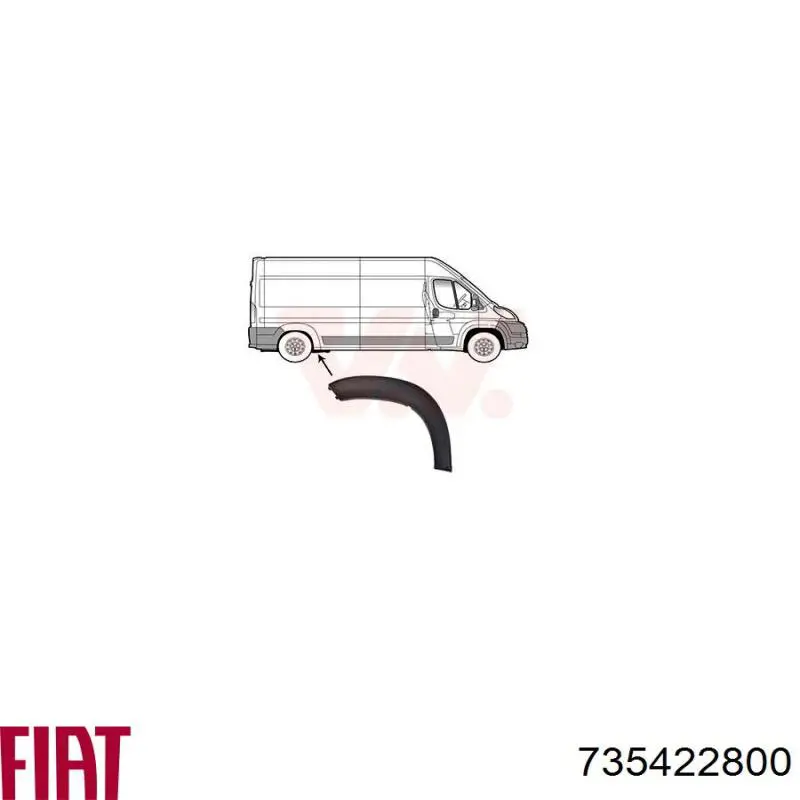 Expansor direito (placa sobreposta) de arco do pára-lama traseiro 735422800 Fiat/Alfa/Lancia