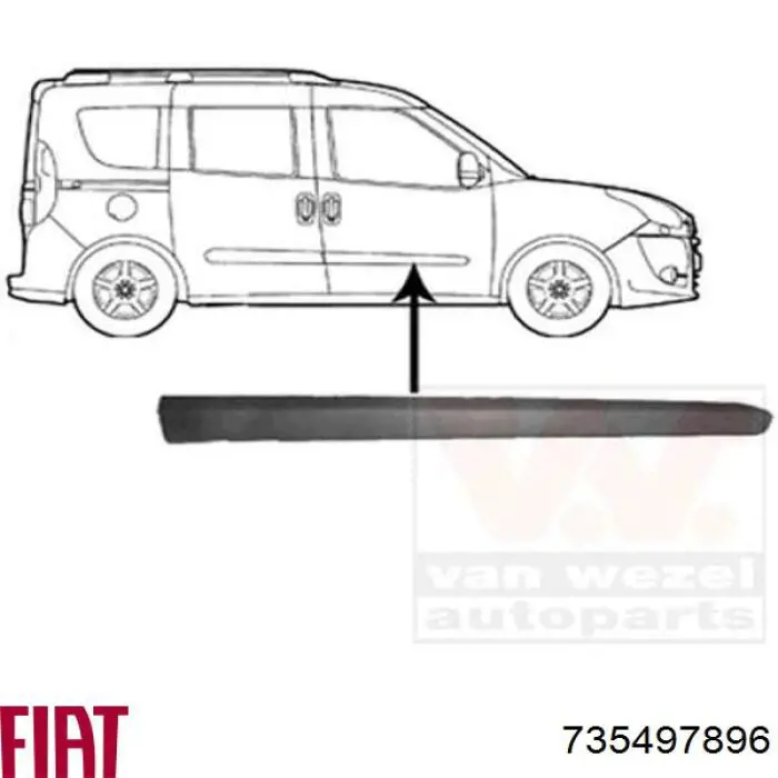 735497896 Fiat/Alfa/Lancia Moldura da porta dianteira direita