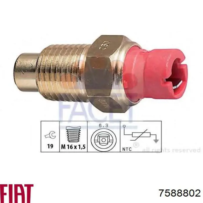 7588802 Fiat/Alfa/Lancia Sensor de temperatura do fluido de esfriamento, no dispositivo