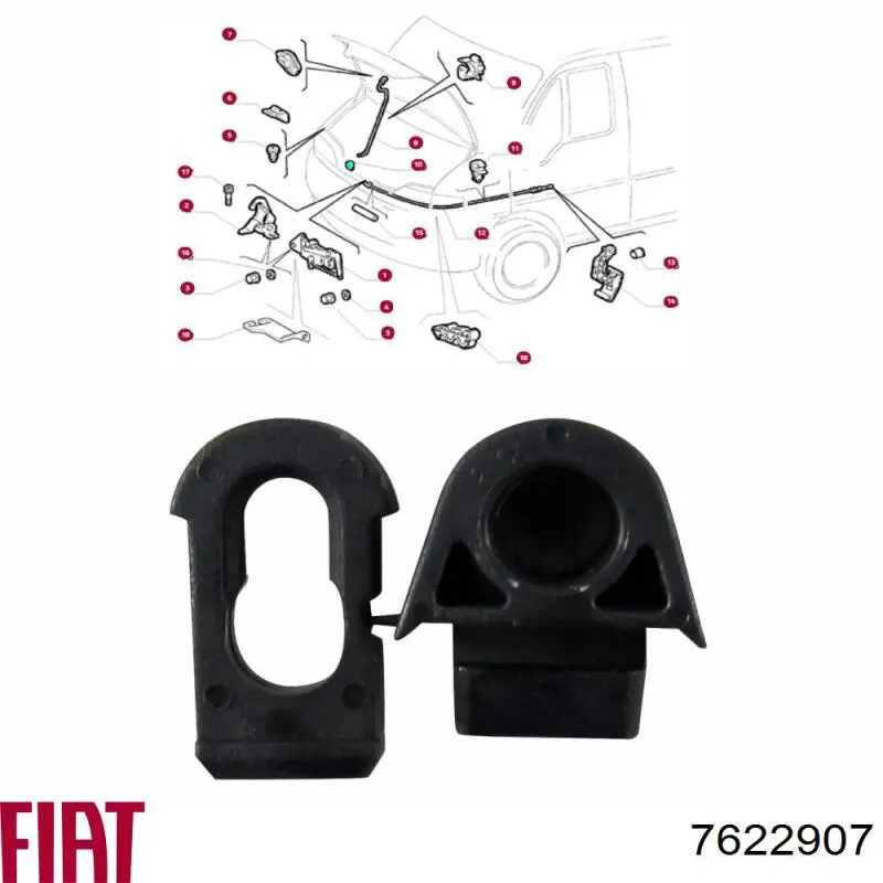7622907 Fiat/Alfa/Lancia Fixador de suporte da capota