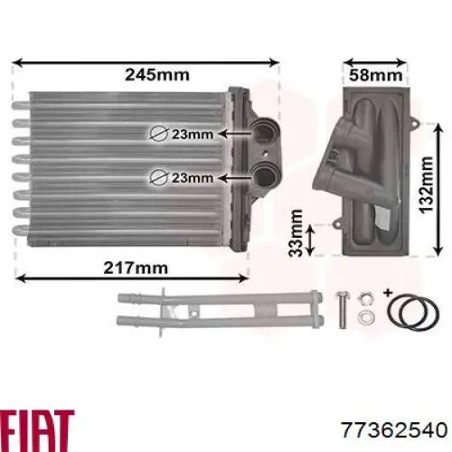 Radiador de forno (de aquecedor) Fiat/Alfa/Lancia 77362540 preço, a partir de 44,75 USD