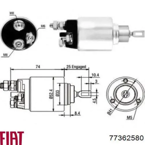 Relê retrator do motor de arranco Fiat/Alfa/Lancia 77362580 preço, a partir de 37,49 USD