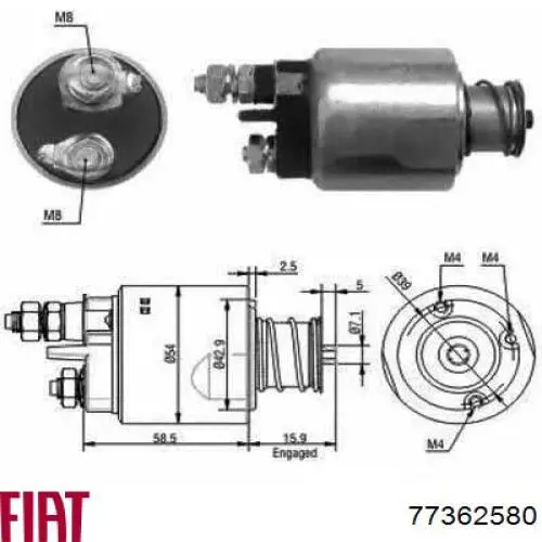 Compre 77362580 Fiat/Alfa/Lancia Relê retrator do motor de arranco