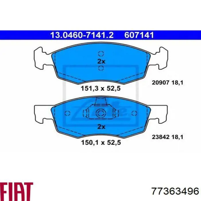 77363496 Fiat/Alfa/Lancia Sapatas do freio dianteiras de disco