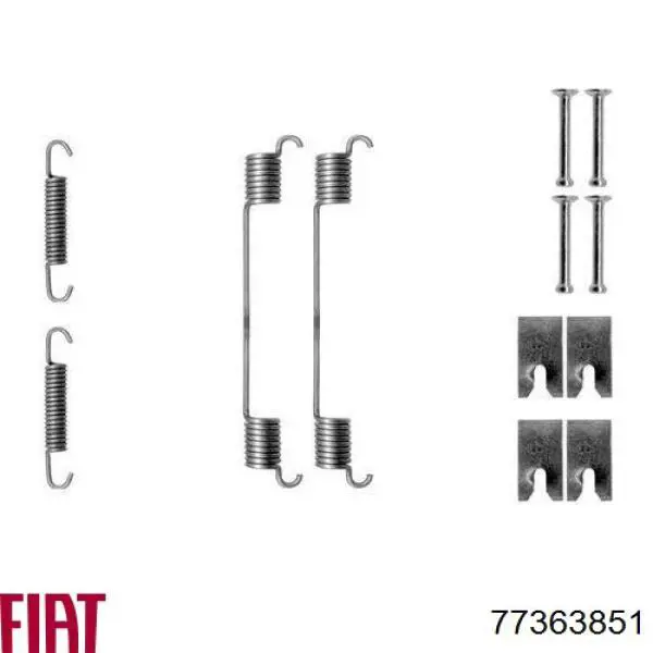 Kit de montagem das sapatas traseiras de tambor 77363851 Fiat/Alfa/Lancia