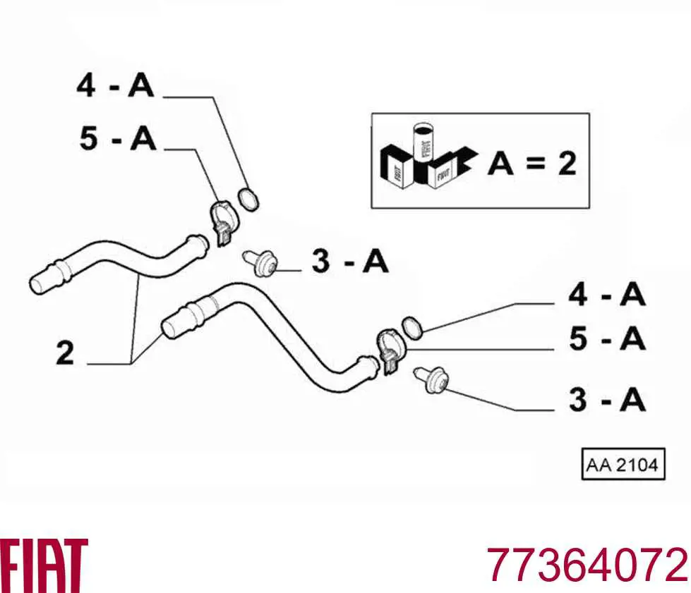 77364072 Fiat/Alfa/Lancia Mangueira do radiador de aquecedor (de forno), dupla