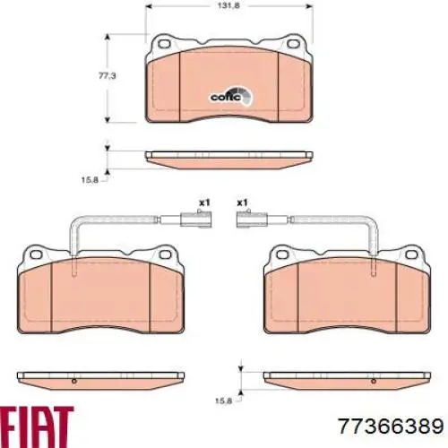 Compre 77366389 Fiat/Alfa/Lancia Sapatas do freio dianteiras de disco