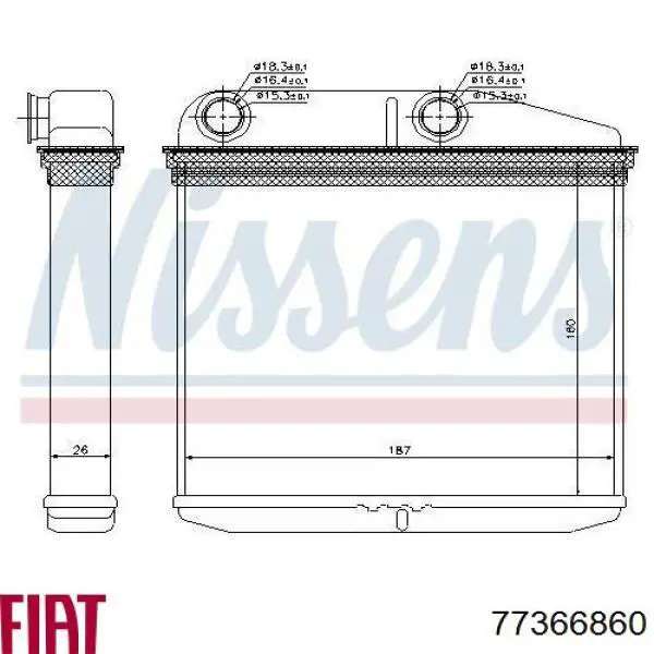 77366860 Fiat/Alfa/Lancia Radiador de forno (de aquecedor)
