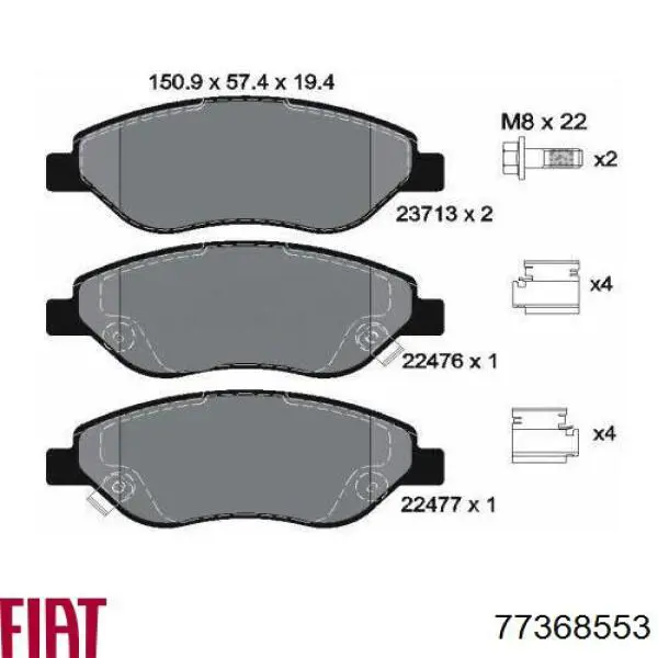 77368553 Fiat/Alfa/Lancia Sapatas do freio dianteiras de disco