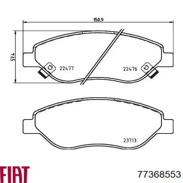 77368553 Fiat/Alfa/Lancia Sapatas do freio dianteiras de disco