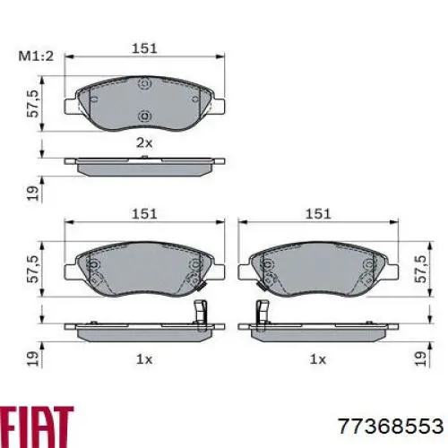 Compre 77368553 Fiat/Alfa/Lancia Sapatas do freio dianteiras de disco