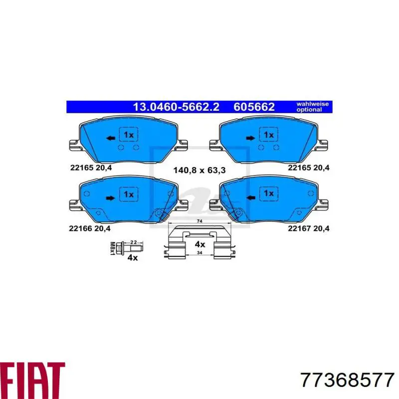 Compre 77368577 Fiat/Alfa/Lancia Sapatas do freio dianteiras de disco