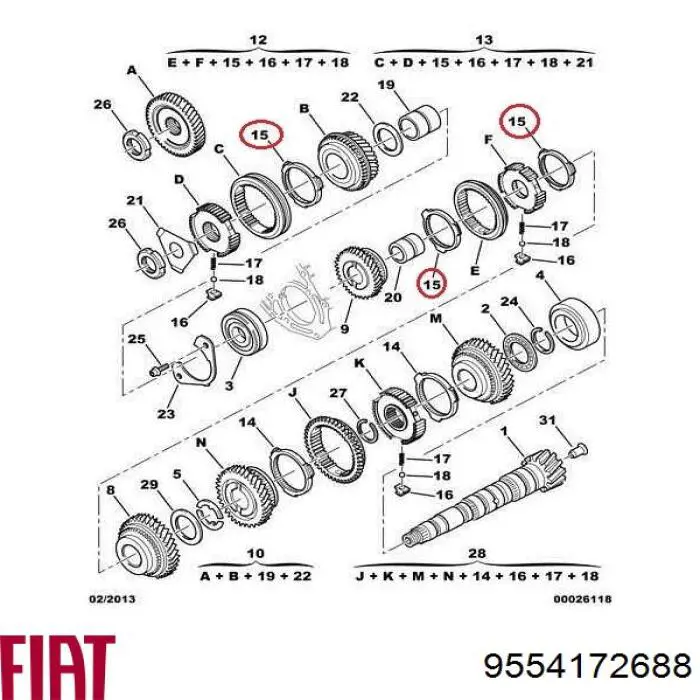 9554172688 Fiat/Alfa/Lancia Anel de sincronizador