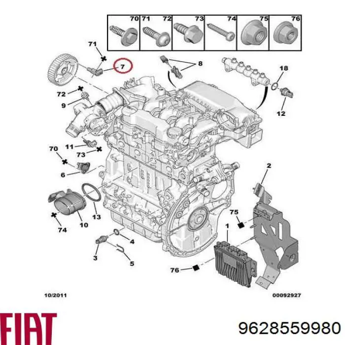 Sensor de posição da árvore distribuidora Fiat/Alfa/Lancia 9628559980 preço, a partir de 35,32 USD