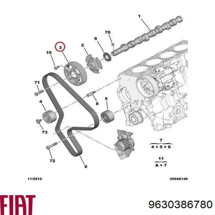 Engrenagem de cadeia da roda dentada da árvore distribuidora de motor Fiat/Alfa/Lancia 9630386780 preço, a partir de 55,99 USD