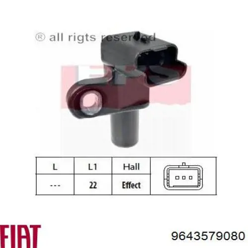 9643579080 Fiat/Alfa/Lancia Sensor de posição da árvore distribuidora
