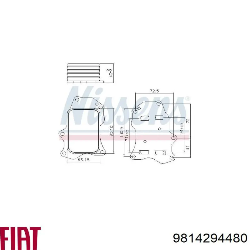 9814294480 Peugeot/Citroen Radiador de óleo (frigorífico), debaixo de filtro