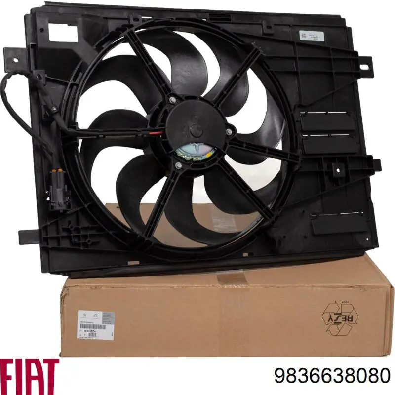 9806313580 Opel Difusor do radiador de esfriamento, montado com motor e roda de aletas