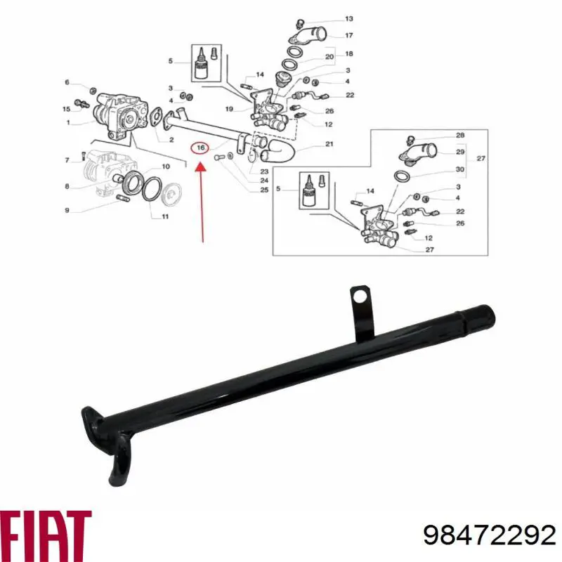 Mangueira (cano derivado) do sistema de esfriamento Fiat/Alfa/Lancia 98472292 preço, a partir de 30,05 USD