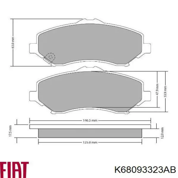 Compre K68093323AB Fiat/Alfa/Lancia Sapatas do freio dianteiras de disco