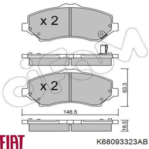Compre K68093323AB Fiat/Alfa/Lancia Sapatas do freio dianteiras de disco