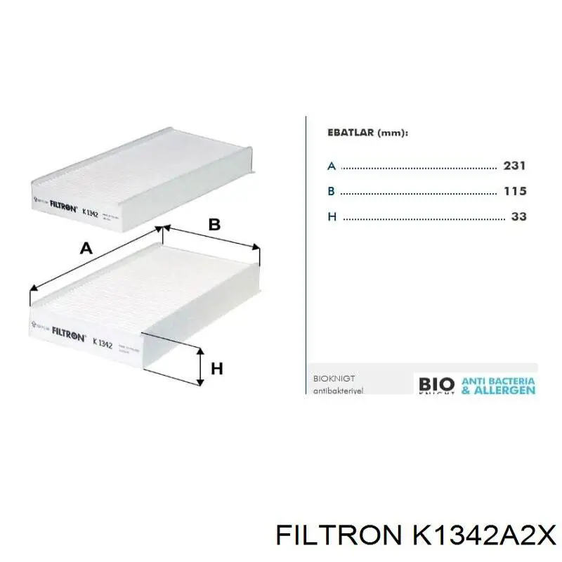 Filtro de salão Filtron K1342A2X preço, a partir de 15,51 USD
