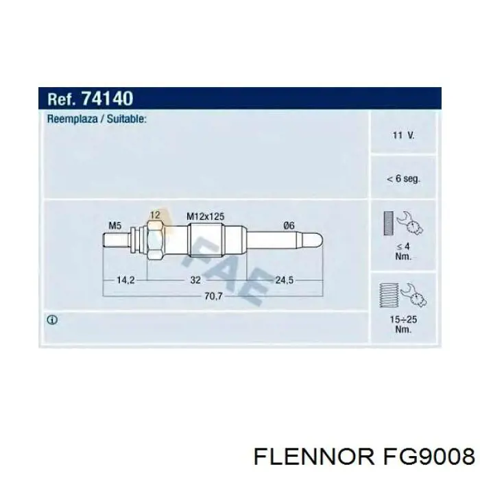 Vela de incandescência Flennor FG9008 preço, a partir de 8,77 USD