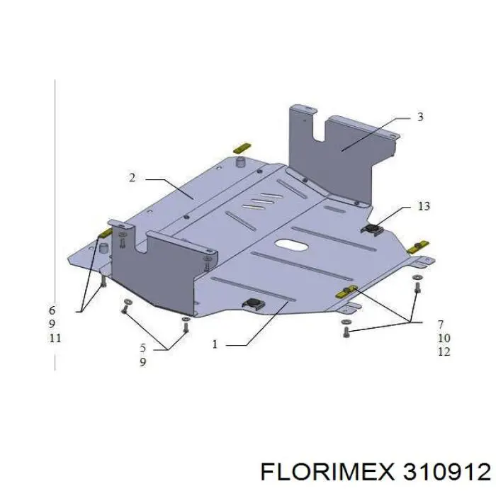 310912 Florimex Proteção de motor, de panela (da seção de motor)