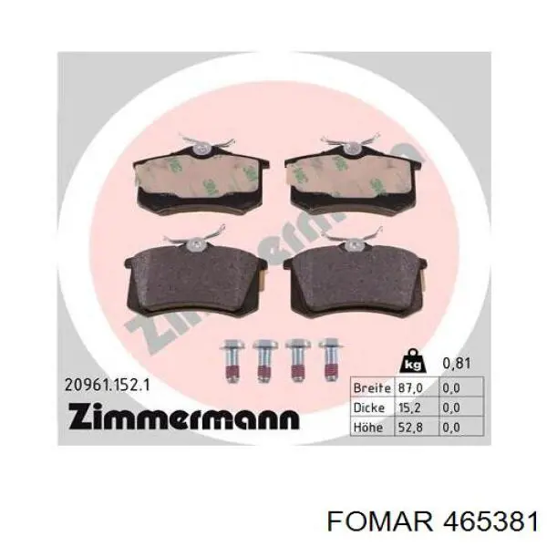 Sapatas do freio traseiras de disco Fomar Roulunds 465381 preço, a partir de 17,93 USD
