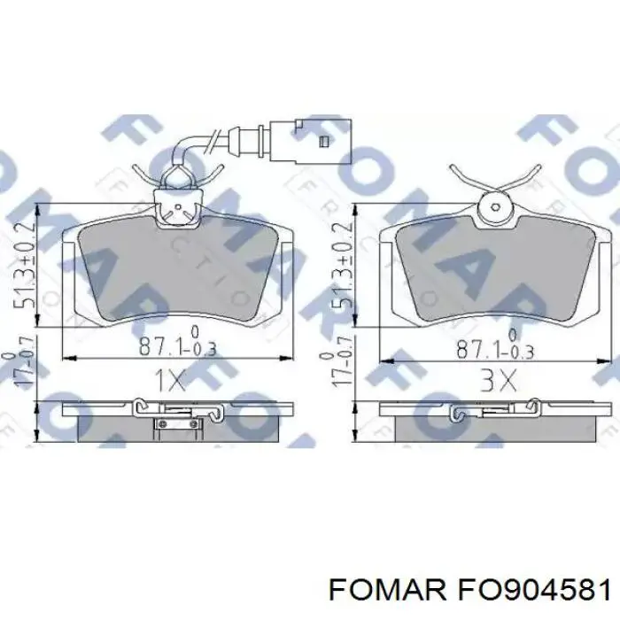 FO904581 Fomar Roulunds Sapatas do freio traseiras de disco