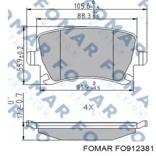 FO912381 Fomar Roulunds Sapatas do freio traseiras de disco