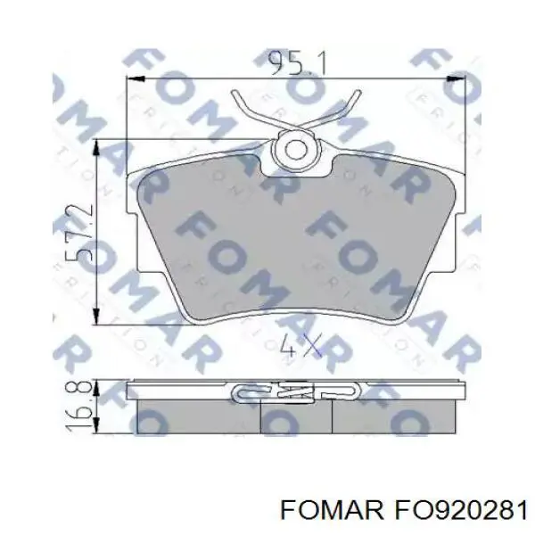 FO920281 Fomar Roulunds Sapatas do freio traseiras de disco